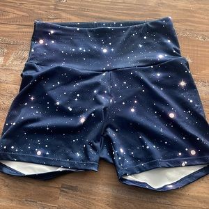 Size small galaxy print scrunch bum shorts.